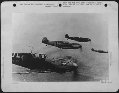 German > German Messerschmitt Me 109S [Sic - Bf 109E] Roar Over The English Channel On A Bombing Mission In England.