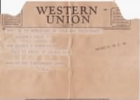 Thumbnail for Oct 19 1945 Gil discharge telegram to Mon.jpg