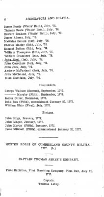 Volume VI > Muster Rolls Relating to the Associators and Militia of the County of Cumberland