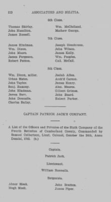 Thumbnail for Volume VI > Muster Rolls Relating to the Associators and Militia of the County of Cumberland