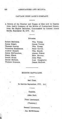 Volume VI > Muster Rolls Relating to the Associators and Militia of the County of Cumberland