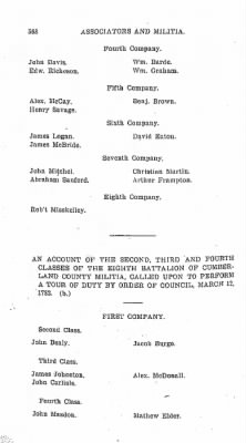 Volume VI > Muster Rolls Relating to the Associators and Militia of the County of Cumberland