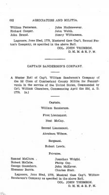 Volume VI > Muster Rolls Relating to the Associators and Militia of the County of Cumberland