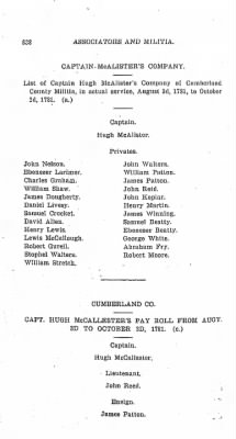 Volume VI > Muster Rolls Relating to the Associators and Militia of the County of Cumberland