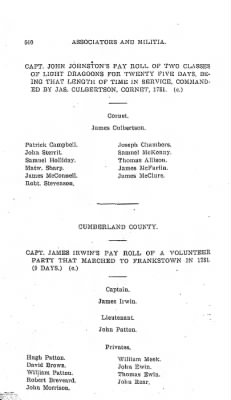 Volume VI > Muster Rolls Relating to the Associators and Militia of the County of Cumberland