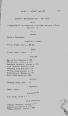 Volume II > Arrangement of the Officers of the Fourth Regiment of Penna.