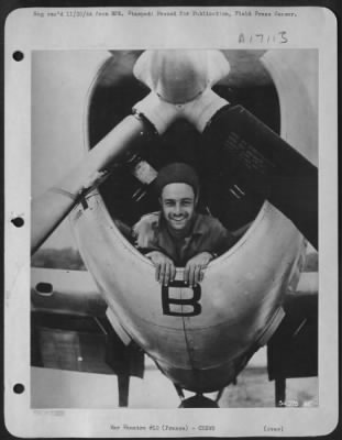 Ground > FRANCE-Once a jockey for one horse--now a groom for 2,200. That't S/Sgt. Ray O. Miller of Colorado Springs, Colo. before the war, he was a free-lance jockey in Mexico for two years. Now in the "Thunderbird" Republic P-47 Fighter Group, he is a crew