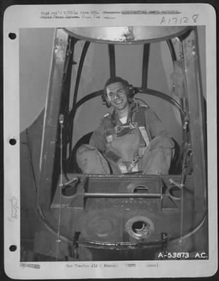 Radar Operator > FRANCE-Lt. Edward Kespel of Chicago, Ill., radar observer of the P-61 Black Widow, a 9th Air force night fighter "Borrowed Time," is in the rear cockpit of his plane as it is ready to go on a mission in the everlasting crushing of the German forces.