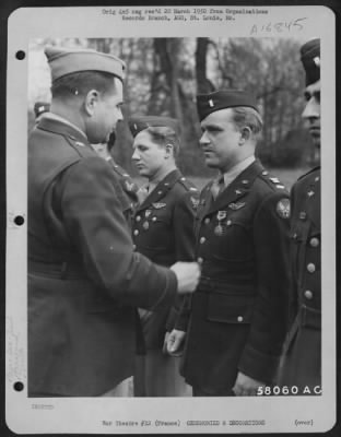 Thumbnail for Unidentified > Brig. Gen. John P. Doyle Presents An Award To A Member Of The 320Th Bomb Group During A Ceremony At An Airbase At Dijon, France.  1945.