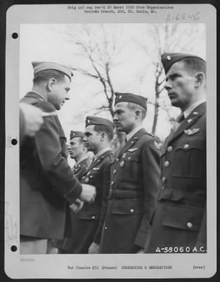 Thumbnail for Unidentified > Brig. Gen. John P. Doyle Presents An Award To A Member Of The 320Th Bomb Group During A Ceremony At An Airbase At Dijon, France.  1945.