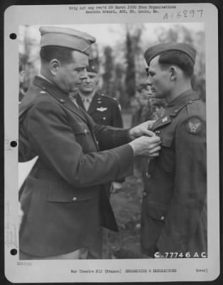 Unidentified > Brig. Gen. John P. Doyle Presents An Award To A Member Of The 320Th Bomb Group During A Ceremony At An Airbase At Dijon, France.  1945.