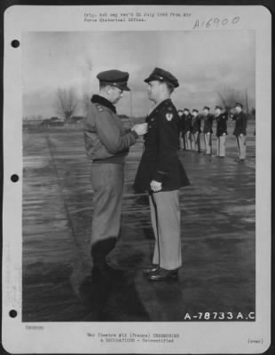Unidentified > Major General Samuel E. Anderson Presents An Award To An Officer Of The 410Th Bomb Group During A Ceremony At An Airbase Somewhere In France.