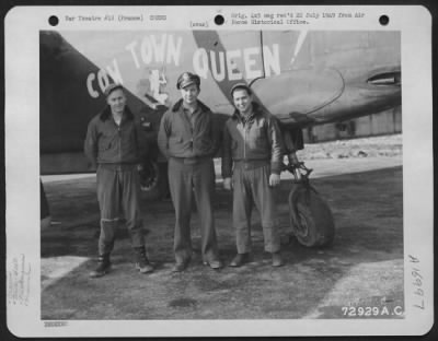 Thumbnail for General > Lt. Merrill And Crew Of The 410Th Bomb Group Pose Beside The Douglas A-20 'Cow Town Queen' At A 9Th Air Force Base In France.  26 October 1944.