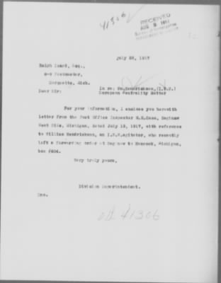Old German Files, 1909-21 > Wm. Hendricken (#8000-41306)