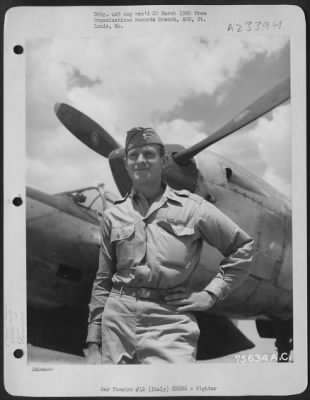 Thumbnail for Consolidated > Lt. Austin Of The 94Th Fs, 1St Fg, Stands Beside His Lockheed P-38 Lightning At An Air Base In Italy.