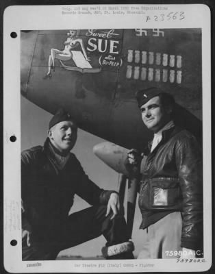 Consolidated > Two Pilots Of The 94Th Fighter Squadron, 1St Fighter Group, Pose Beside The Lockheed P-38 Lightning 'Sweet Sue' At An Airfield Somewhere In Italy.
