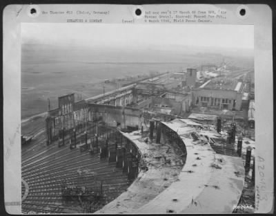 Thumbnail for Consolidated > The roundhouse and adjacent area in the railroad yard at Buier, Germany, after Ninth Air Force fighter-bombers had strafed and bombed the area ahead of the U.S. ground forces advancing to the Rhine. Supplies and reinforcements for enemy troops