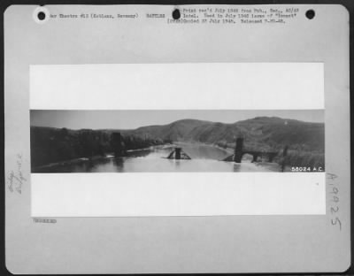 Thumbnail for Consolidated > Blasted Bridges Reflect The Fury Of Allied Air Attack And The Swiftness Of German Retreat In Western Germany.  Rail And Road Bridges Over The Rhine At Koblenz, Germany Were Blown Up By Retreating Germans.