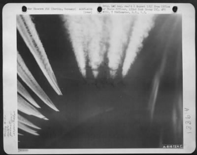 Consolidated > Vapor Road To Victory!!! High In The Sub-Zero Stratosphere Over Germany, Boeing B-17 Flying Fortresses Of The 452Nd Bomb Group Etched These Vapor Trails As They Droned Steadily On Towards Berlin, Germany, 22 March 1944.  (Altitude 20,000 Feet).  Taken By