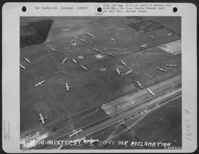 Consolidated > Glider Reclamation - Scattered Over An Area Of 100 Square Miles And, At Times, In Almost Inaccessible Places, Cg-4A Gliders, Like Those Shown Here, Were Re-Grouped And Made Flyable By The 82Nd Service Group In Just Two Weeks After The Rees-Wesel Airborne