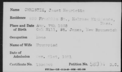 1901 > CHRISTIE, Janet Henrietta