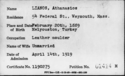 1919 > LIANOS, Athanasios