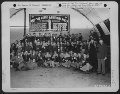 Consolidated > Men Assigned To The 450Th Sub Depot Celebrate The Unit'S First Birthday At An 8Th Air Force Base In England On 11 December 1944.