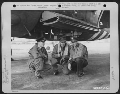 Thumbnail for Consolidated > Edward R. Murrow, Noted News Correspondent, Interviews Two Air Force Officers During A Visit To The 386Th Bomb Group Base At Great Dunmow, Essex, England On 23 June 1944.