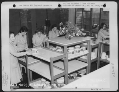 Consolidated > Red Cross Workers Prepare Food In The Aero Club At The 2Nd Base Air Depot, Lancashire, England.  3 August 1943.