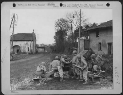 Thumbnail for General > Members of a tank destroyer unit load their weapon on one of the approaches to Metz, the German ofrtress city which fell before the combined American Air and Ground attack on 11/22/44. During the 15 day assault on the city, 9th Air force