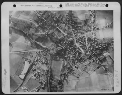 Consolidated > Daylight Photo Of Breteuil, France, Taken At 10,000 Feet By Lt. Colonel Leon Gray'S U.S. 8Th Air Force Reconnaissance Group.  (For A Night Photo Comparison, See Photo Number A-7115 Ac.)