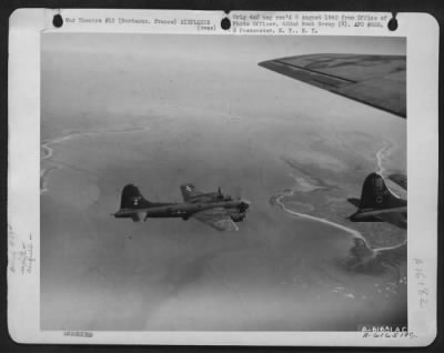 Thumbnail for Boeing > Boeing B-17, Part Of A Formation Of Flying Fortresses Of The 452Nd Bomb Group Enroute To Blast A Viatl Target In Nazi-Occupied France As Part Of Airplane To Pulverize All Vitally Important War Objectives.  Nazi Airfield At Bordeaux, France, Was The Target