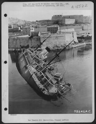 Thumbnail for General > French Merchant Ship 'Cap Corse' Was Scuttled By The Germans To Block Entrance To Marseilles 'Old Harbor' France.