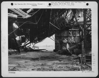 Thumbnail for Villacoublay > To The Left Is Shown The Wreckage Of A German Me 109 Plane; At The Right Is The Wreckage Of An Fw 190, While Around And Above Is The Rubble That Was Left By Well Placed Bombs Of The 9Th Air Force Bomber Command.  Villacoublay, France.  1 Sept. 1944.