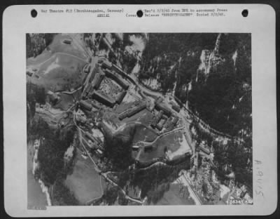 Thumbnail for Consolidated > BERCHTESGADEN--An aerial view of Hitler's retreat, four miles from the railyards in the town of Berchtesgaden, Germany. This is a reconnaissance photo by the Mediterranean Allied Air Force.