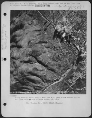 Thumbnail for Consolidated > During Bombing, Prato, Italy-Small but vital yard on the central Italian rail line rec'd tons of bombs on Dec. 26, 1943.