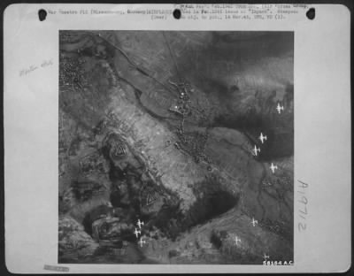 Martin > Ten Martin B-26s fly over the Siegfried Line near Wissembourg, Germany on a mission to bomb German strongpoints.