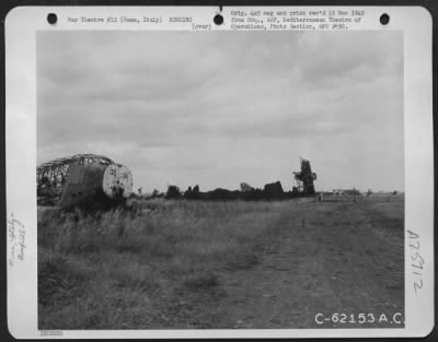 Thumbnail for Consolidated > Bomb damage to airplane at Ciampino Airdrome, Rome, Italy.