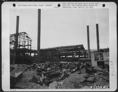 Thumbnail for Consolidated > Bomb damage to a manufacturing plant north of Rome, Italy.