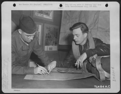 Thumbnail for General > Crew Members Of The 379Th Bomb Group Study A Map Of The Target Area Before Taking Off From Their Base In England For A Mission Over Enemy Territory.  June 1944.