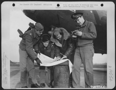 Thumbnail for General > Crew Members Of The 379Th Bomb Group Study A Map Of The Target Area Before Taking Off From Their Base In England For A Mission Over Enemy Territory.  28 January 1944.  England.