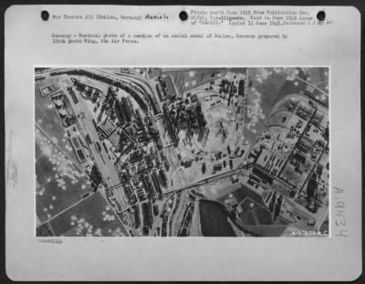 Consolidated > Germany - Vertical Photo Of A Section Of An Aerial Model Of Bohlen, Germany, Prepared By The 325Th Photo Wing, 8Th Af.