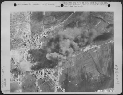 Thumbnail for Consolidated > Aerial View Of The Bombing Of Cassino, Italy On 15 March 1944 By The 340Th Bomb Group.  All Hits Were Well On The Target.