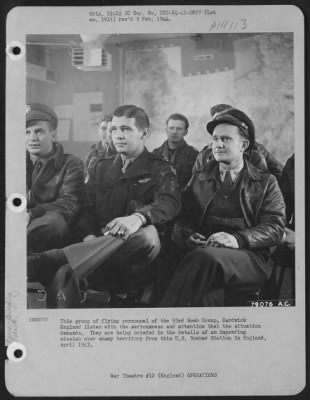 Thumbnail for General > This Group Of Flying Personnel Of The 93Rd Bomb Group, Hardwick England Listen With The Seriousness And Attention That The Situation Demands.  They Are Being Briefed In The Details Of An Impending Mission Over Enemy Territory From This U.S. Bomber Station