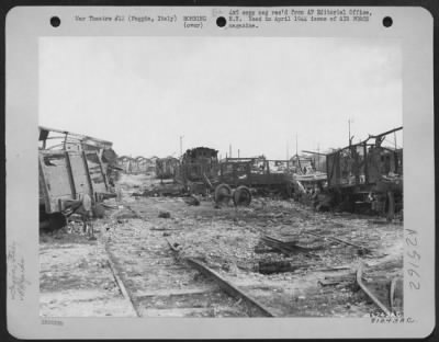 Thumbnail for Consolidated > Africa-Based Consolidated B-24 Liberators Visited Foggia, Italy, In Persistent Waves For Three Consecutive Days, Fighting Off Focke Wulf 190S And Reducing The Airdromes And Railway Marshalling Yards To Rubble.  The Debris Pictured Here Gives A Good Idea O