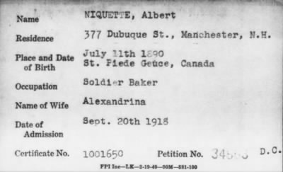 Thumbnail for 1918 > NIQUETTE, Albert