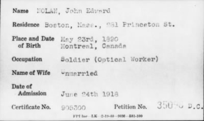 Thumbnail for 1918 > NOLAN, John Edward