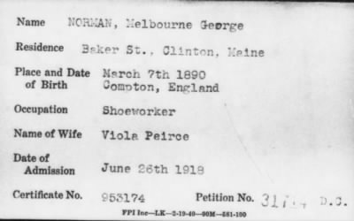 Thumbnail for 1918 > NORMAN, Melbourne George