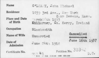 1918 > O' LEARY, John Michael