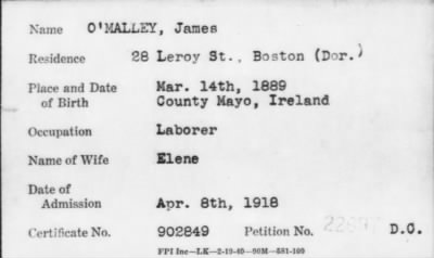 1918 > O'MALLEY, James